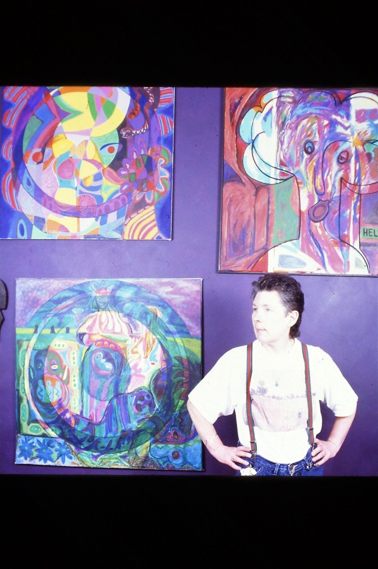Suzanne with paintings